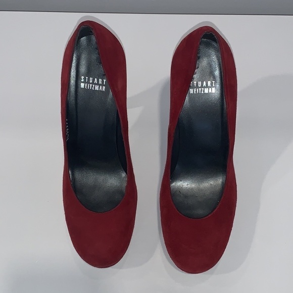 Stuart Weitzman Burgundy Red Suede Platform heels size 8M - Picture 5 of 16